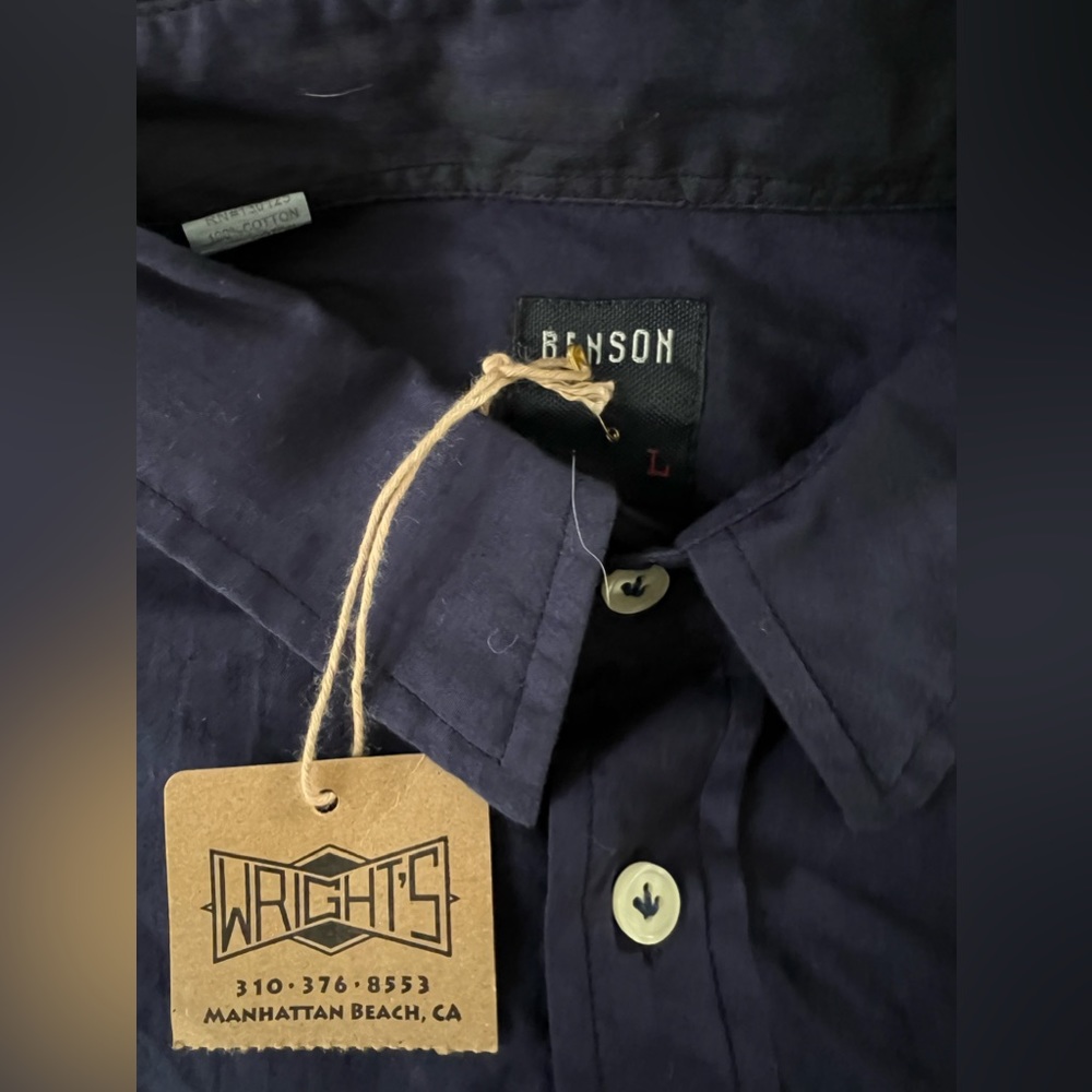 Navy Benson Collared Shirt New - Picture 2 of 2